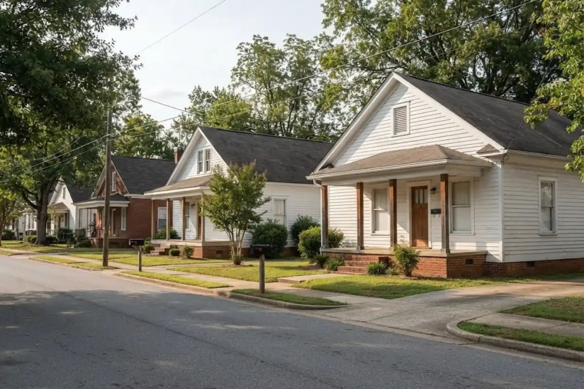 Mill houses in the Highland Cotton Mills Village Historic District in High Point, NC