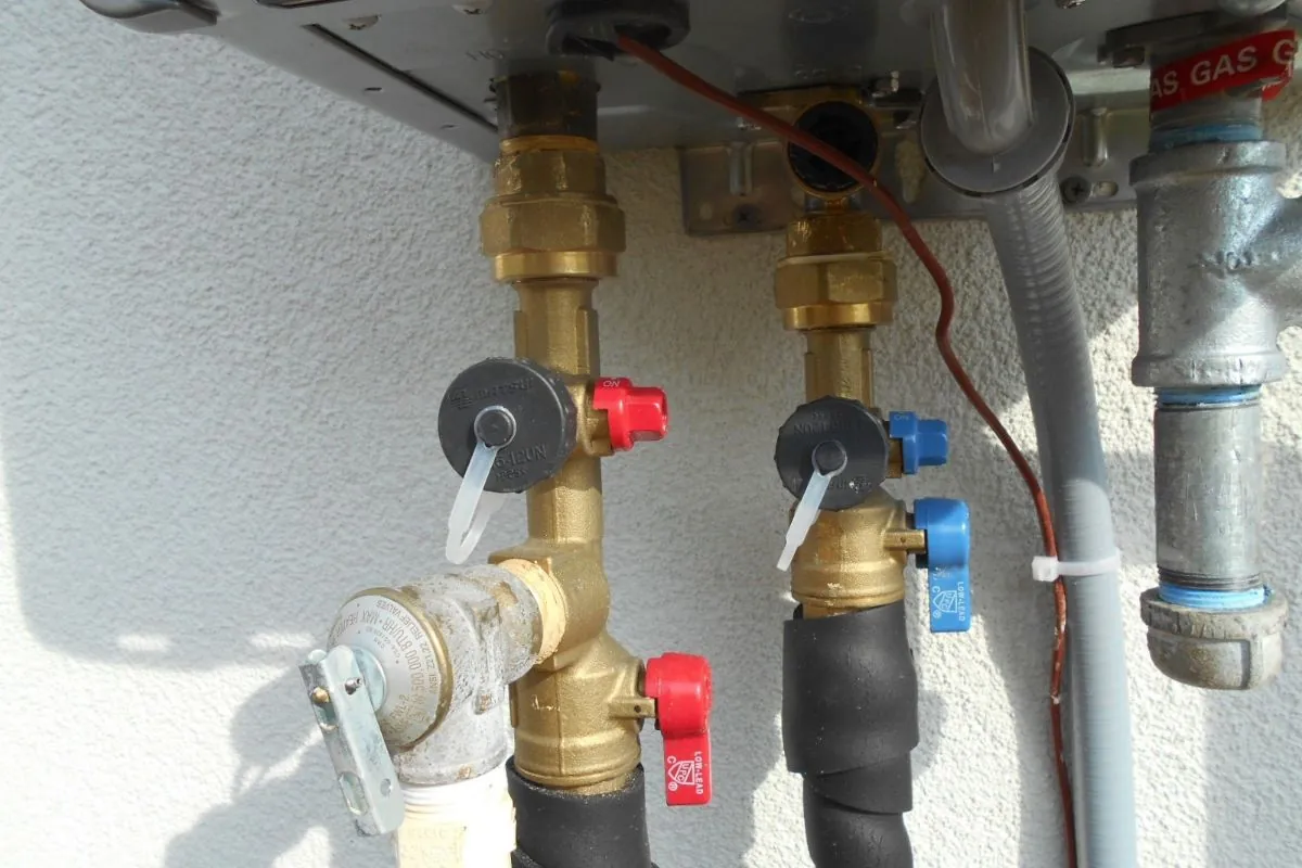 Isolation valves and flush hoses connected to a tankless water heater for descaling